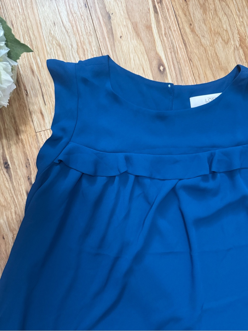 LOFT Sleeveless Ruffle Top - Blue - Picture 2 of 5